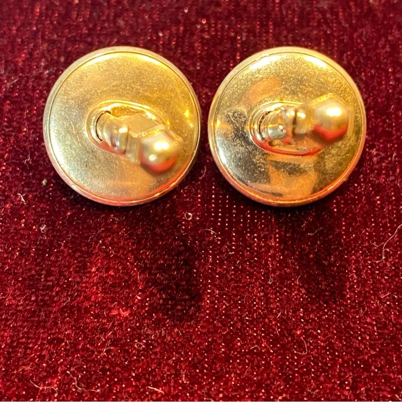 Vintage Lucite Swirl Cufflinks Red Yellow Mod Round Dome Mid Century - Picture 5 of 5